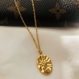 18K Gold Sunburst Coin Necklace
